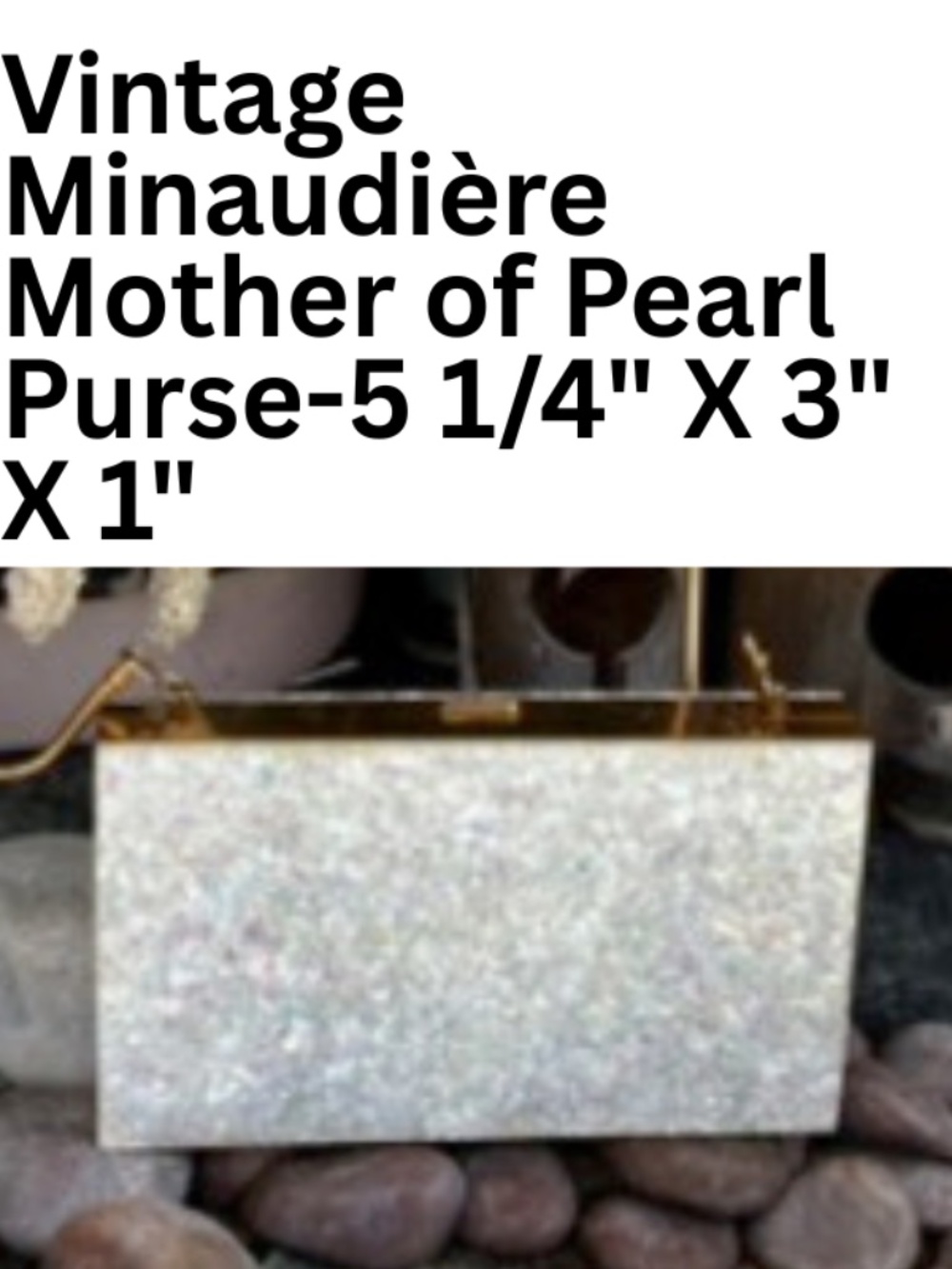 Vintage Mother of Pearl Purse - Minaudière Hard Shell Evening Jewelry Small Bag